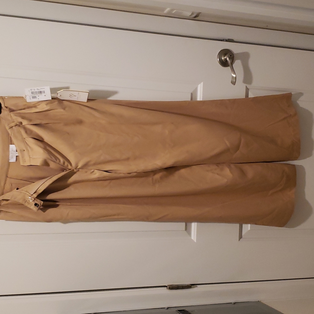 Pant pleated,Wide legs, color beidge, size M,